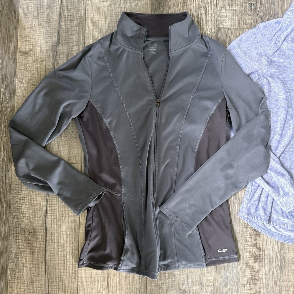 Workout BBL Top Medium Lot Pullover Fitted Zip Up Hoodie Black Gray Blue 5 - Picture 6 of 11